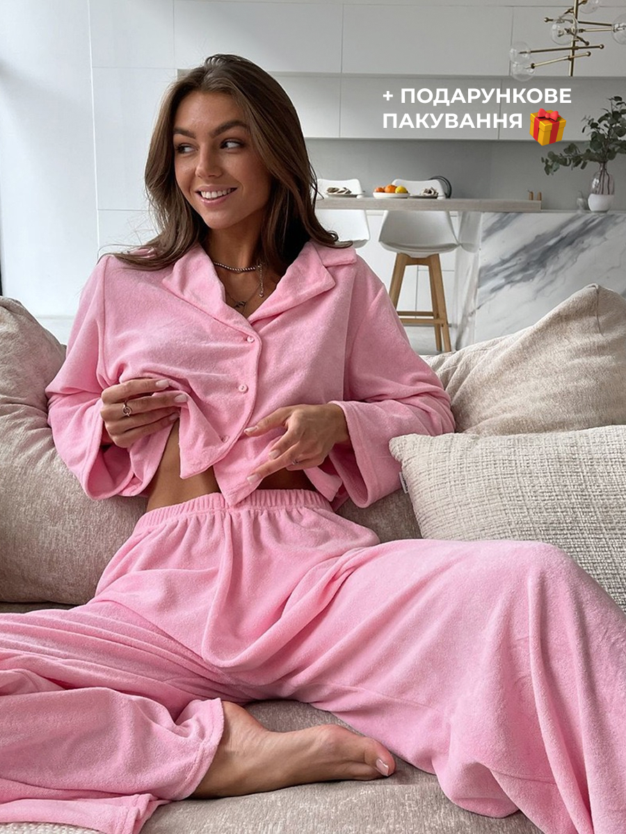 Тепла махрова піжама (Рожевий)